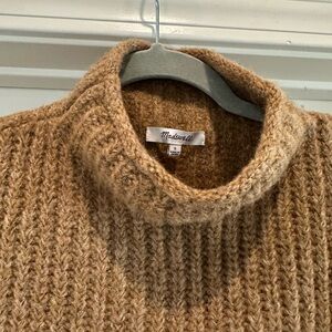 Madewell Camel Sleeveless Turtleneck Sweater